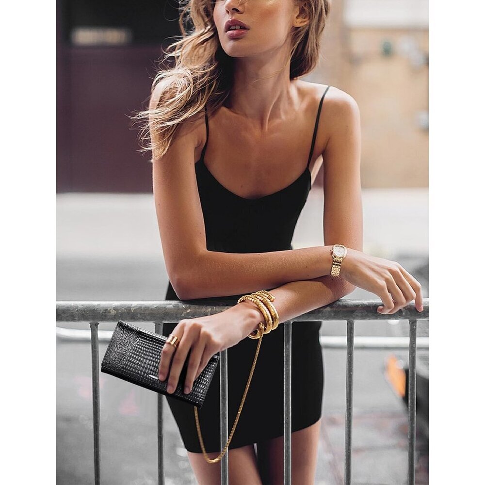 Women's Black Wallet Long Leather Purse Credit Card Ladies Casual Fashion Clutch - Picture 5 of 6